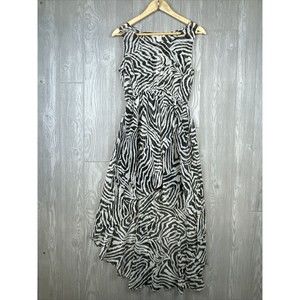 SANS SOUCI Sheer Chiffon Zebra Sleeveless Hi Lo Dress Womens Sz Medium NEW NWT